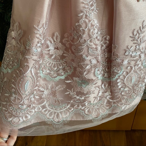 Jayne Copeland Girls’ Dress Ivory/Dusty Rose WOW! - Picture 4 of 8